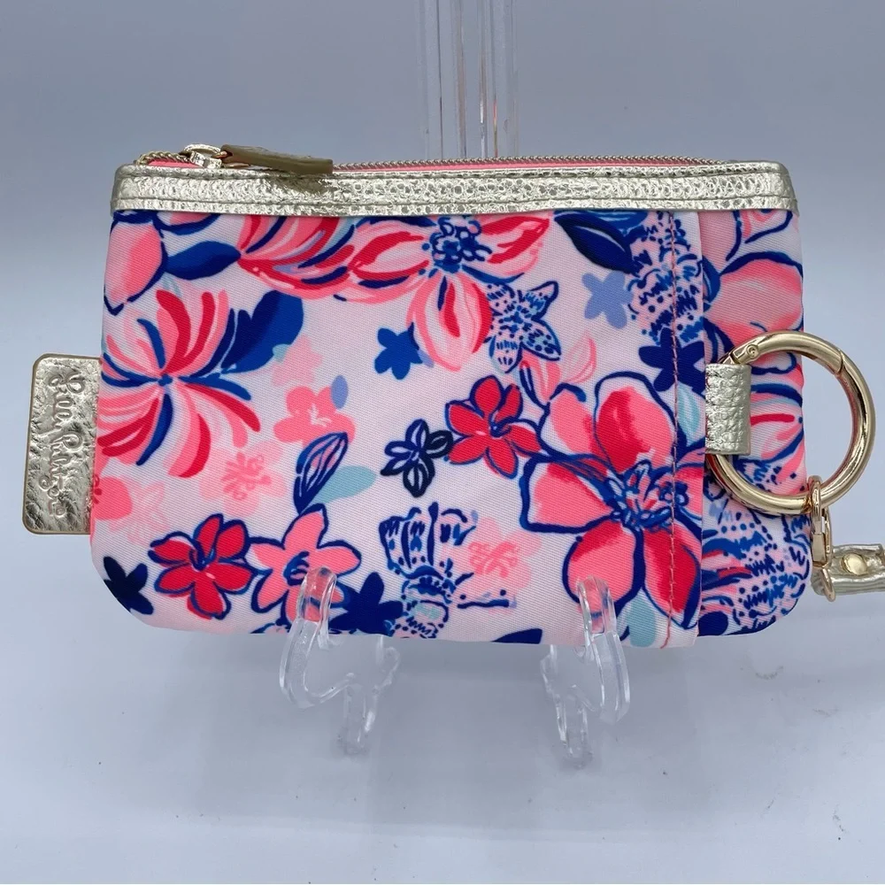 NWOT Lilly Pulitzer Zip Top Wallet OS Pink/Blue/Gold